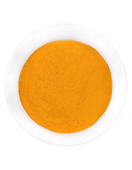 Weiße Schale mit leuchtend gelbem, fein gemahlenem Kurkuma-Pulver Weiße Schale mit leuchtend gelbem, fein gemahlenem Kurkuma-Pulver