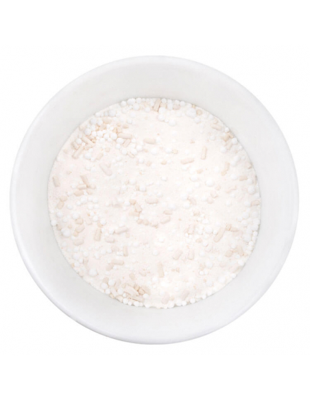 Weiße Schale mit grobkörniger, heller Gewürzmischung.