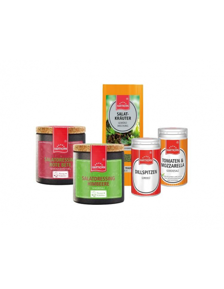Pasta Gewürzset mit fünf Gewürzen in verschiedenen Farben und Formen, gruppiert als Übersicht. Pasta Gewürzset mit fünf Gewürzen in verschiedenen Farben und Formen, gruppiert als Übersicht.