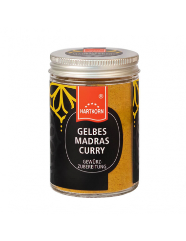 Yellow Madras Curry, mild gourmet spice in jar