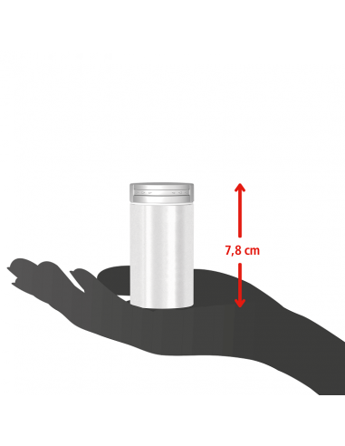 Schematische Darstellung eines Gewürzglases mit einer 7,8 cm Höheangabe in einer ausgestreckten Hand