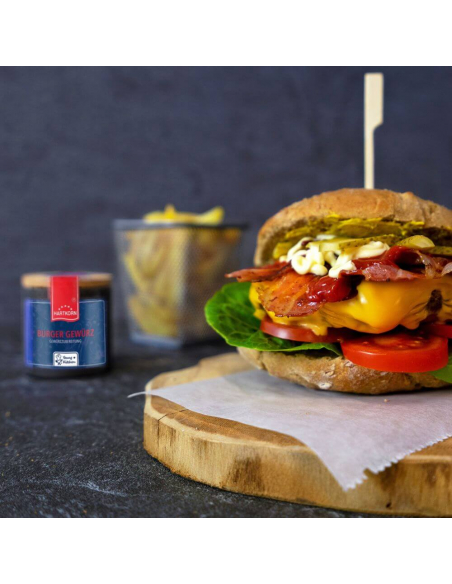 Gewürz in Anwendung - Cheeseburger mit Bacon Gewürz in Anwendung - Cheeseburger mit Bacon