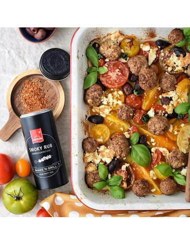 Seasoning in application - meatballs greek style