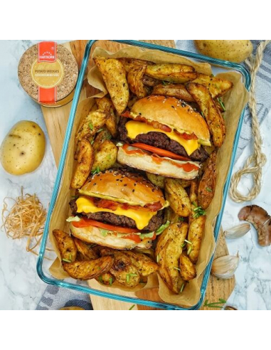 Gewürz in Anwendung - Burger mit Potato Wedges