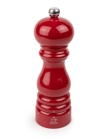 18 cm hohe, klassische Gewürzmühle in glänzendem Rot. Peugeot Salzmühle PARIS U´Select rot.