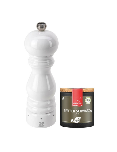 Peugeot white pepper mill (18cm) in set with pepper