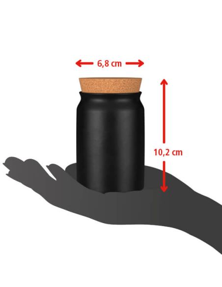Chili Flocken Pamplona Bio Gewürzzubereitung - Rote Pfeile zeigen Maße: Höhe 10,2 cm, Durchmesser 6,8 cm.