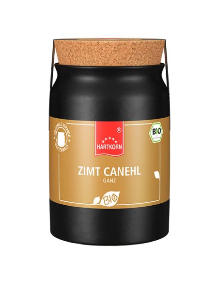 Schwarze Keramiktöpfchen mit der Aufschrift „ZIMT CANEHL ganz“