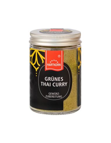 Green Thai curry, medium hot gourmet spice in glass