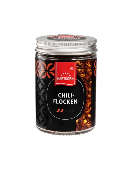 Chili flakes gourmet spice in a glass