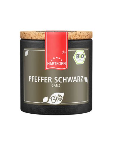 Schwarzes Etikett auf Keramiktöpfchen mit BIO-Siegel.