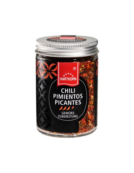 Chili Pimientos Picantes:
Schwarzes Glas mit silbernem Deckel, gefüllt mit grober, bunter Gewürzmischung. Chili Pimientos Picantes:
Schwarzes Glas mit silbernem Deckel, gefüllt mit grober, bunter Gewürzmischung.