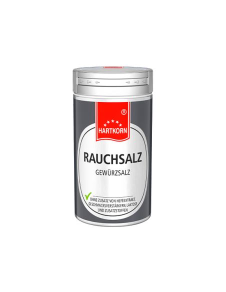 Rauchsalz Gewürzsalz:
Weiße Metalldose mit rotem Etikett, dunkelgrauem Hintergrund und grüner Check-Markierung Rauchsalz Gewürzsalz:
Weiße Metalldose mit rotem Etikett, dunkelgrauem Hintergrund und grüner Check-Markierung