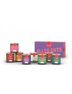Hartkorn Alles Gute Gewürzbox mit acht Gewürzen für Grillen, Pasta, Gemüse und süße Gerichte