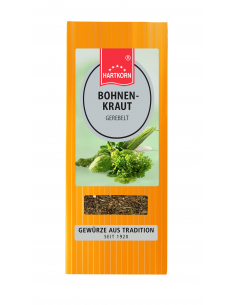 Grünlich-braune, gerebelte Kräuter in einer weißen, runden Schale.