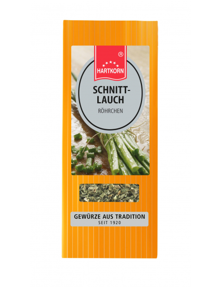 Flachbeutel mit der Aufschrift „SCHNITTLAUCH RÖHRCHEN“ und grünem Schnittlauchbild