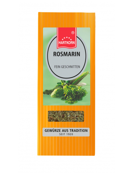 Flachbeutel mit der Aufschrift „ROSMARIN fein geschnitten“ vor grüner Kräuterabbildung Flachbeutel mit der Aufschrift „ROSMARIN fein geschnitten“ vor grüner Kräuterabbildung