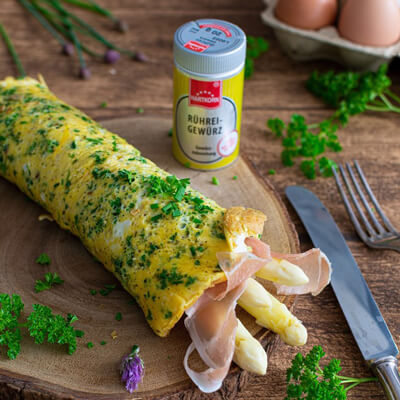 Rezeptbild des Spargel-Omelett mit Hartkorn Rühreigewürz