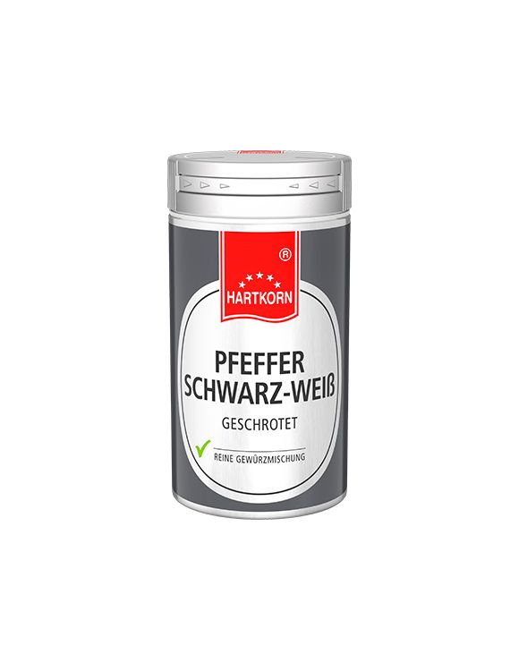 Pfeffer schwarz-weiss, geschrotet, Gewürzstreuer