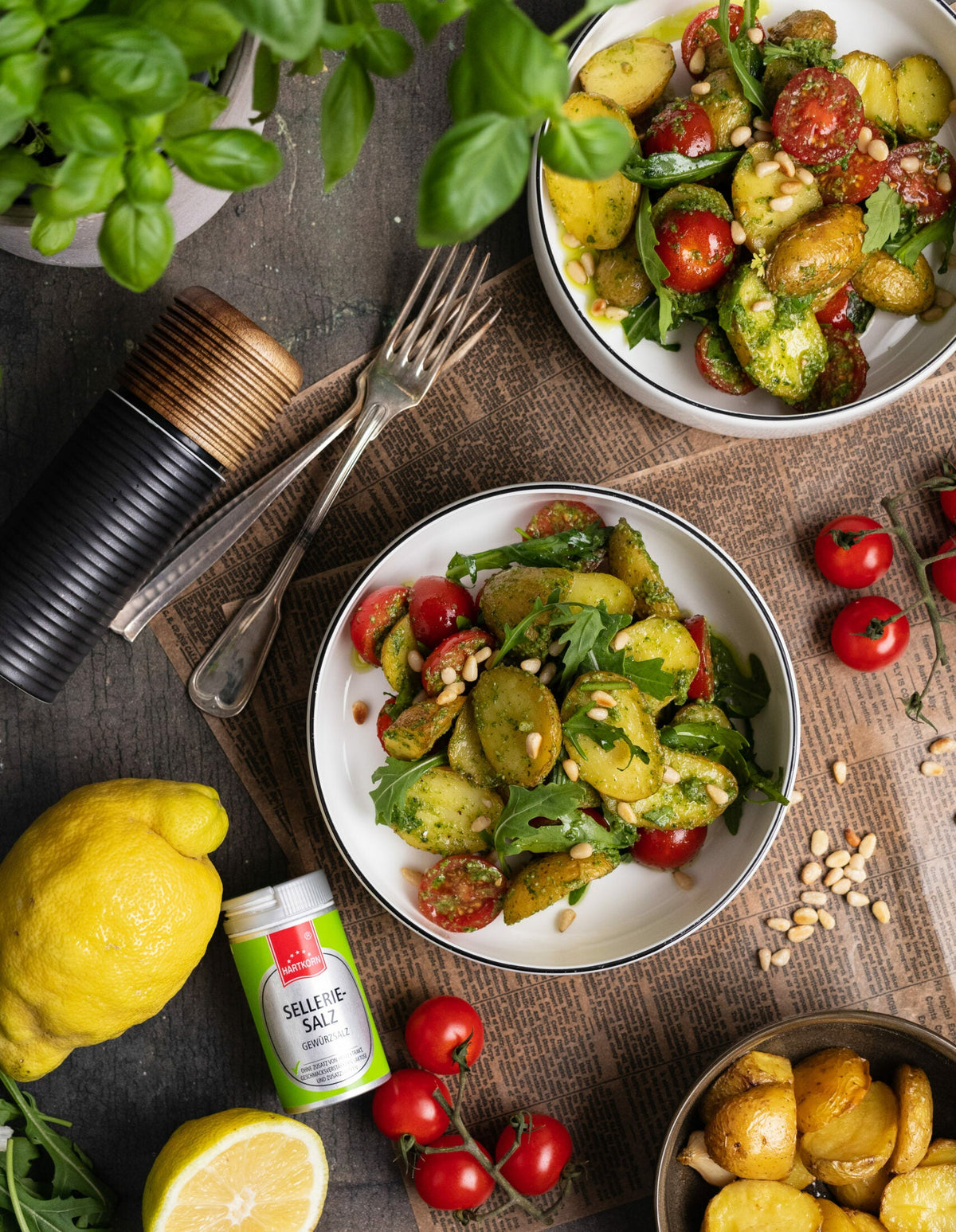 Backkartoffelsalat mit Pesto