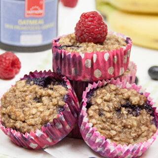Frühstücks-Muffins mit Banane und Blaubeeren