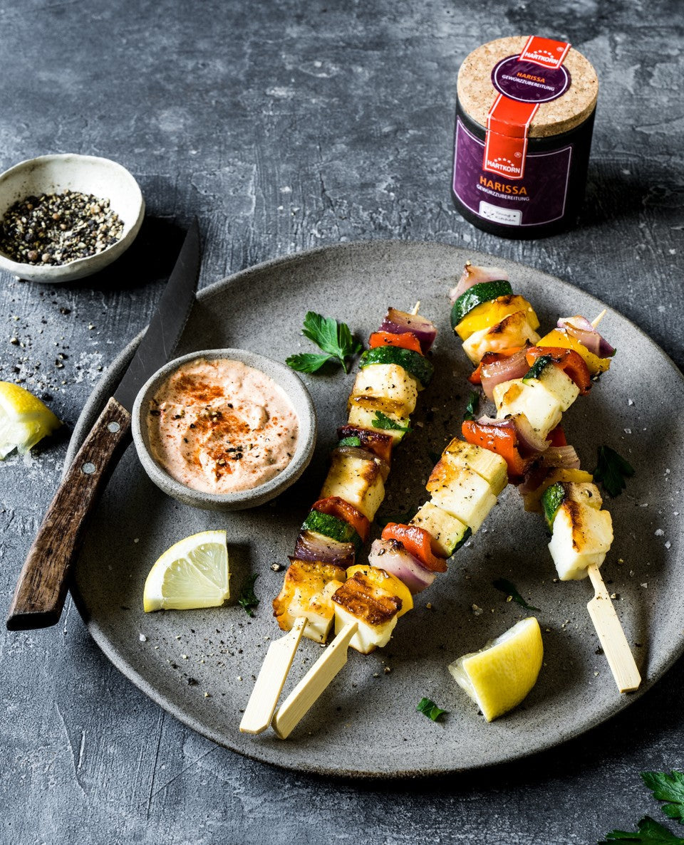 Gemüse-Halloumi-Spieße