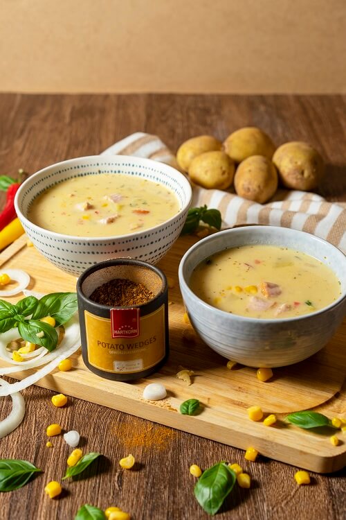 Kartoffel-Mais-Suppe mit Kassler