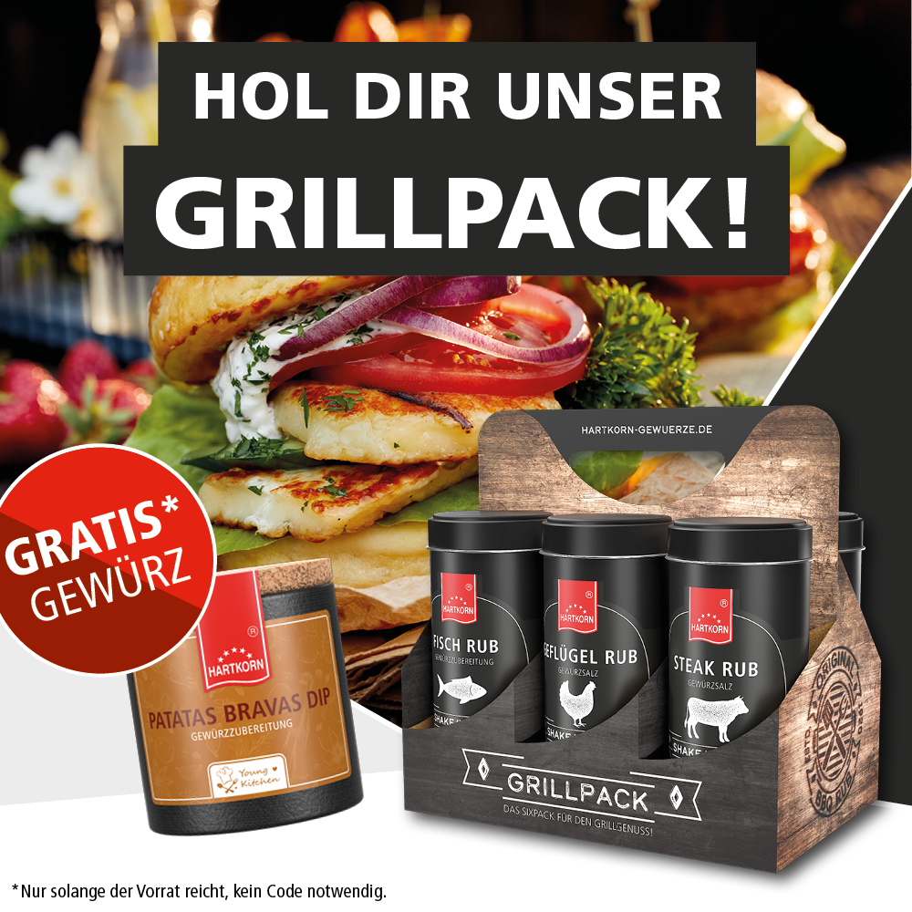 Hartkorn Grillpack mit Steak Rub, Gefl&uuml;gel Rub und Fisch Rub inklusive gratis Patatas Bravas Dip &ndash; BBQ Gew&uuml;rzset f&uuml;r perfekten Grillgenuss.