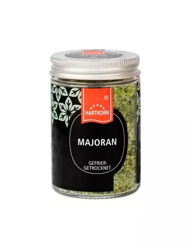 Marjoram freeze-dried gourmet spice in jar